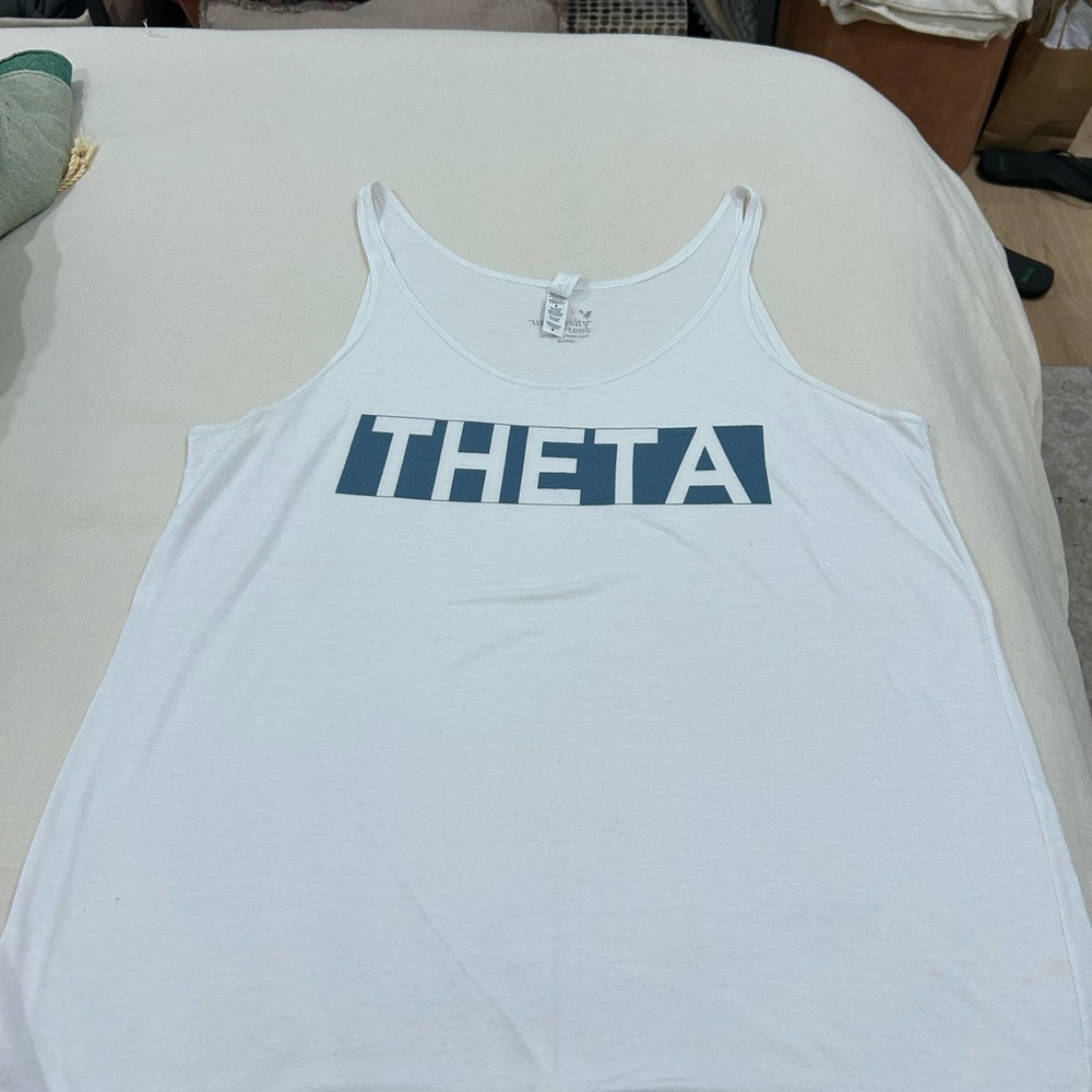 Bella Canvas White Tank Top with Blue THETA Print